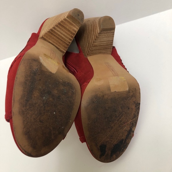 Vince Camuto Red Leather Peep Toe Sling Back Cone Heel Size 5 - Picture 5 of 9